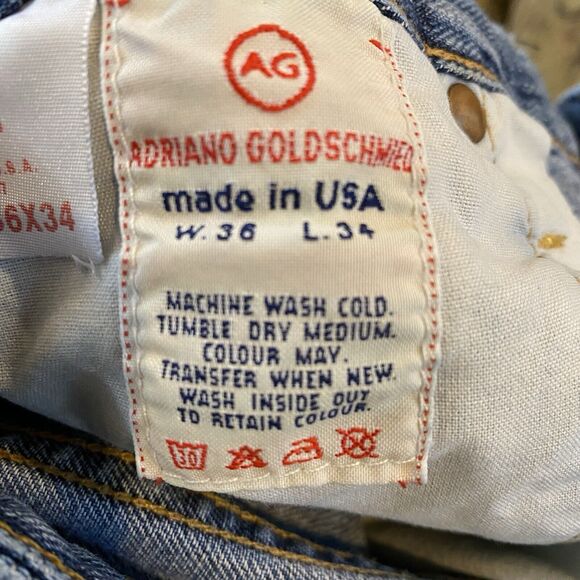 AG Adriano Goldschmied Mens The Symbol Relaxed Boot Cut Jeans 36” X 34” Med Wash - Picture 7 of 12